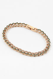 Gold Crystal Emerald Twisted Bracelet