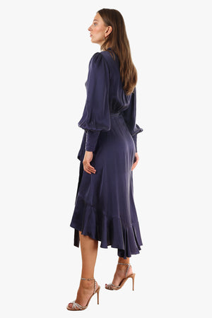 Silk Wrap Midi Dress