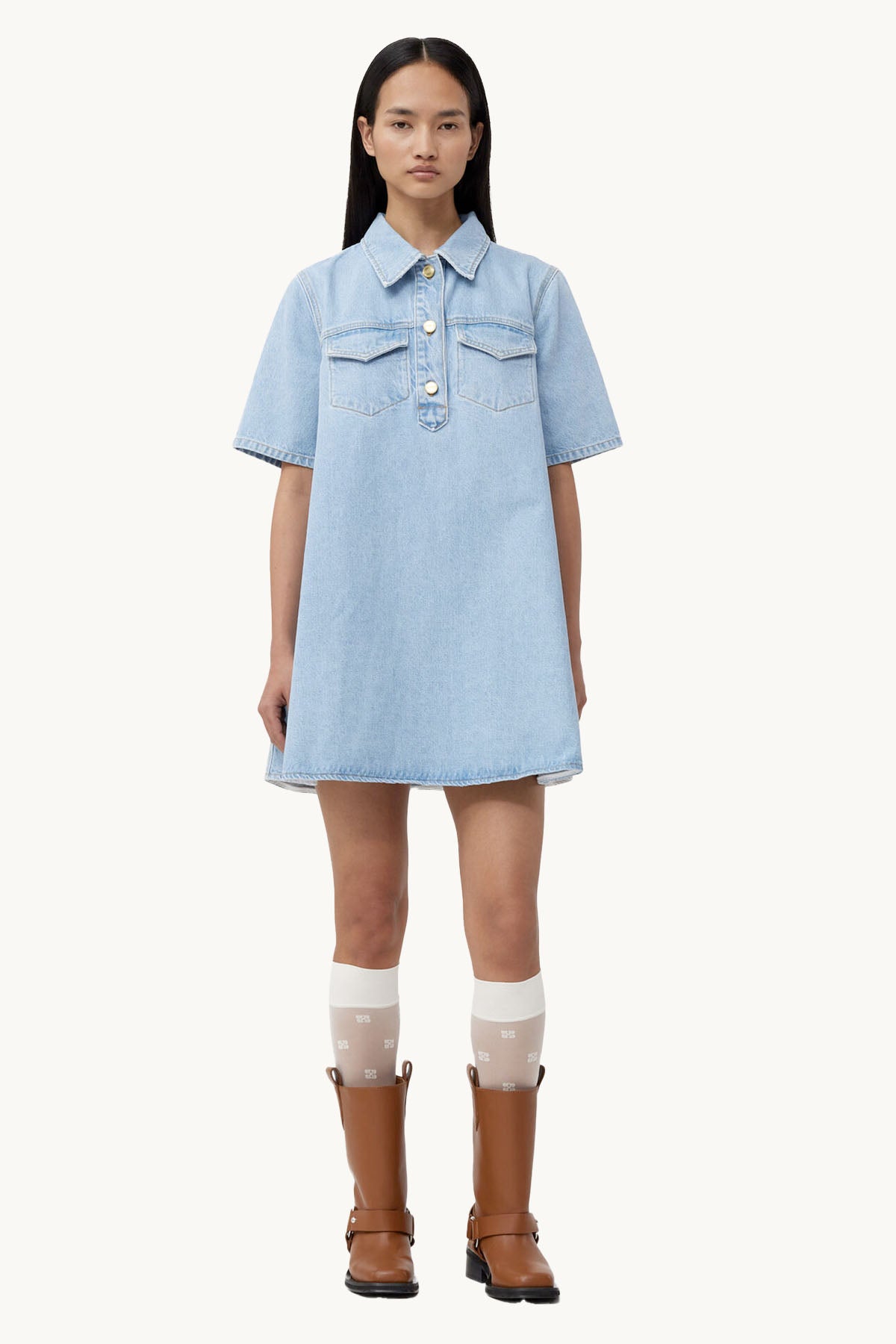 Cutline Denim Mini Dress