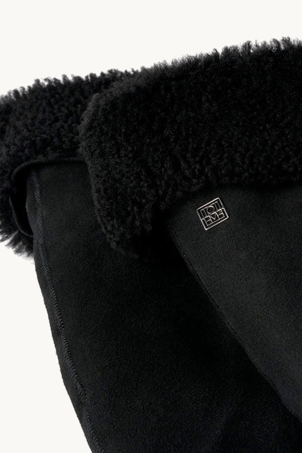 Suede Shearling Mittens