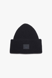 Face Ribbed Knit Beanie Hat
